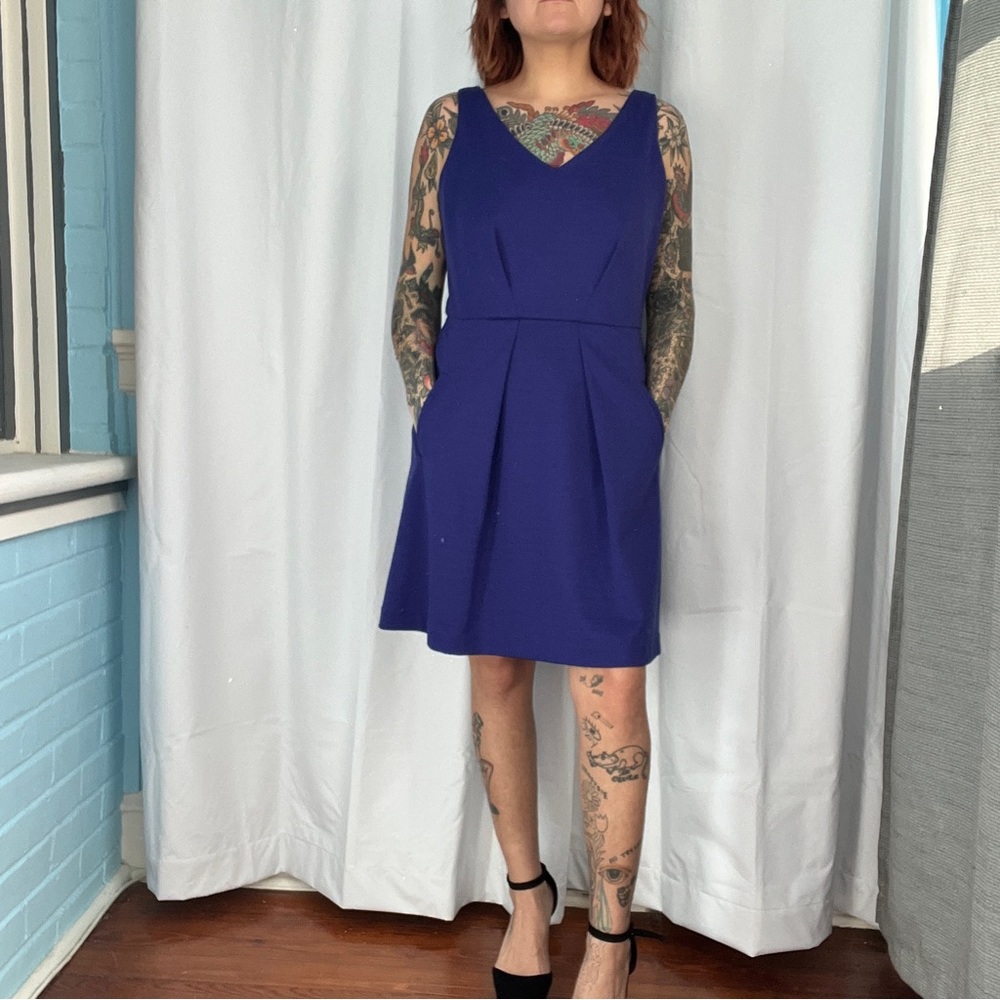 loft electric purple midi business dress size 8